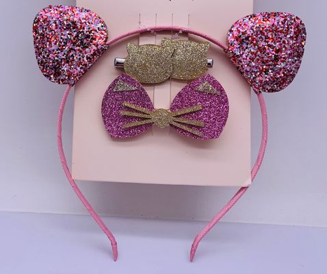 Sequin Bow Accessori per capelli per bambini Fascia con anello rosa