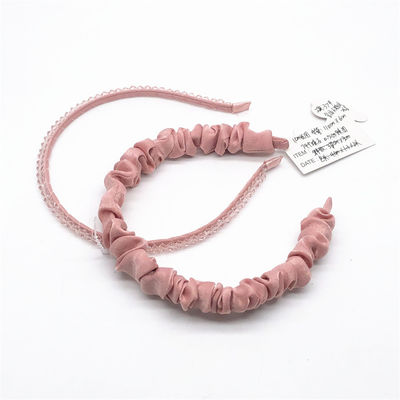Bambini Satin Tessuto capelli Banda Rosa perline Plissate Rugoso Rosa Colore