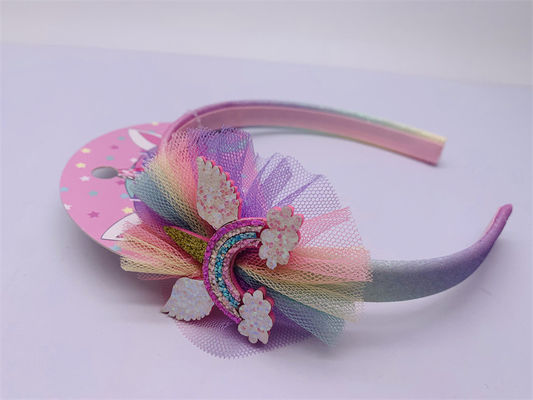 Polyester per le ragazze Unicorn Hair Band, Accessoiri per i capelli arcobaleno per bambini