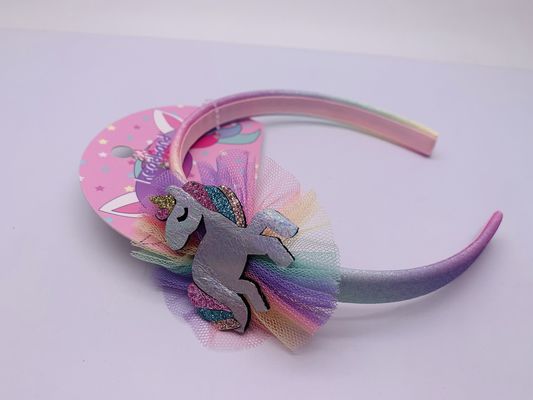 Polyester per le ragazze Unicorn Hair Band, Accessoiri per i capelli arcobaleno per bambini