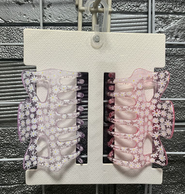 Portable Donna Chiodi per capelli trasparenti, Stampe di fiori, clip di mascella di plastica