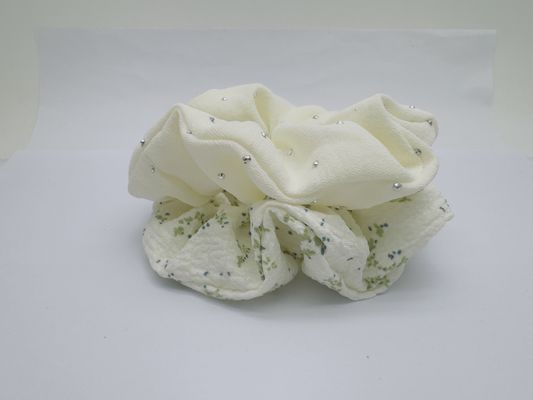 Semplice stile verde e bianco Scrunchie per donne accessori per capelli in tessuto