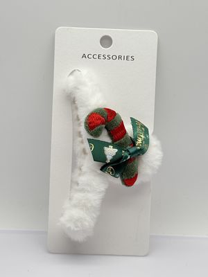 Natale peloso tocco capelli clip di artigli con canna da zucchero