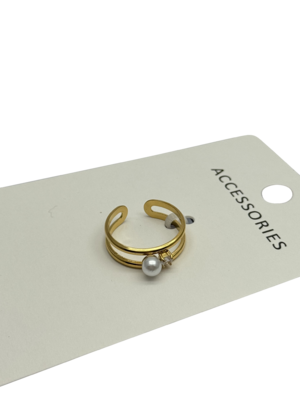 Anello regolabile con perla in argento sterling 925 per donna