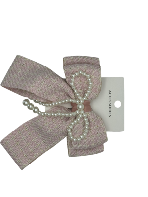 Fabric Hair Accessories Bow Pearl Streamer Hairpin for Parties