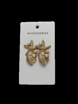 Moda Vacanze Beach Style Serie Marine Life Serie Metal Marine Style Stellare di mare Conchiglia Intagliata Perla Femminile Alleato Stud Orecchini
