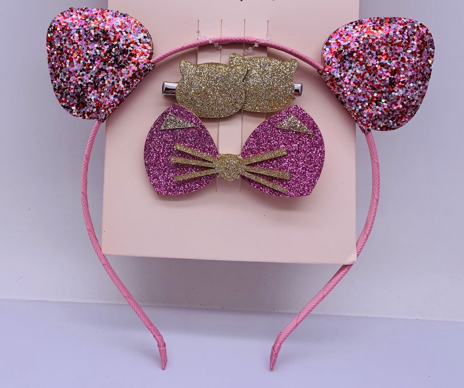 Sequin Bow Accessori per capelli per bambini Fascia con anello rosa