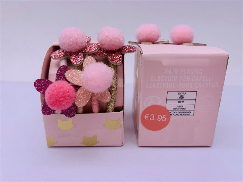 Festa di festa accessori per capelli per bambini, cravatta per capelli Pom Pom durabile 4 pezzi un set