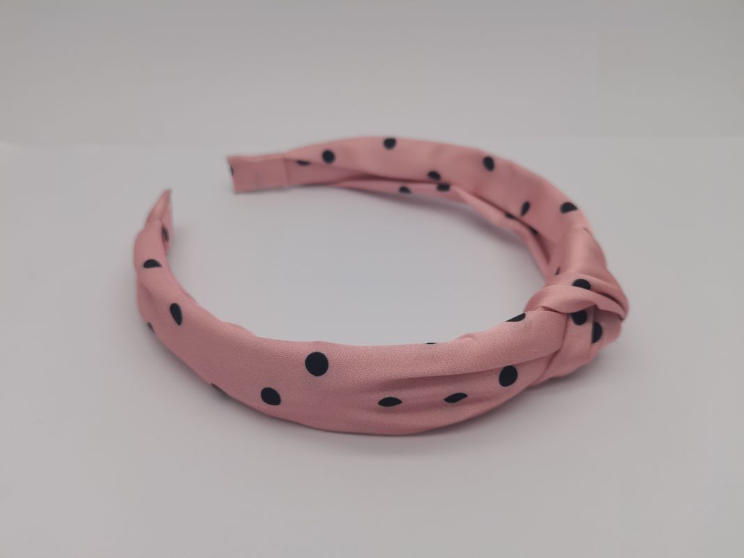 Fascia di capelli di tessuto per donne ragazze donne rosa con puntino nero in tonalità vivaci