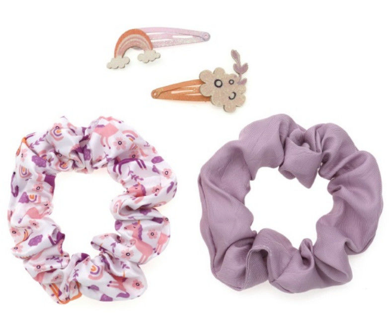 Scrunchi per capelli per bambini con clip per capelli corrispondenti con diversi colori