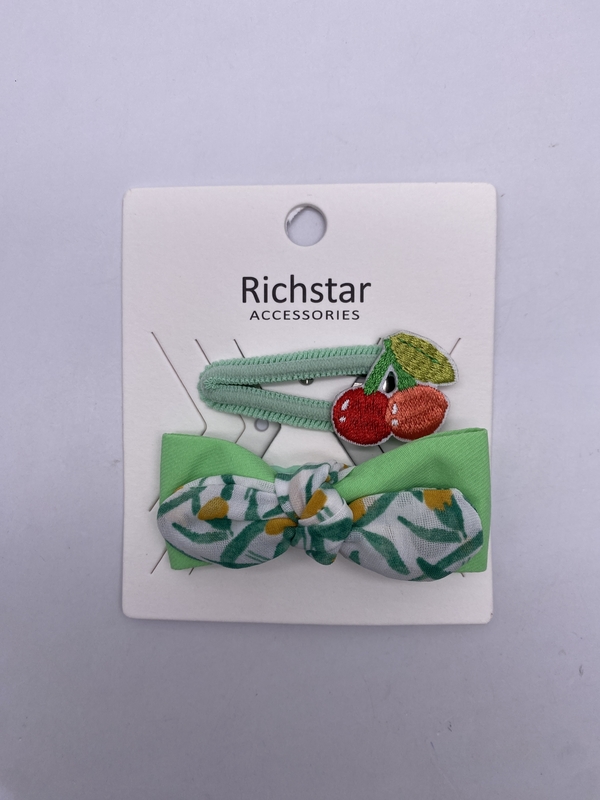 Due confezioni di clip per capelli a ciliegio verde e clip per l'arco stile semplice con fasciatura a fascia elastica